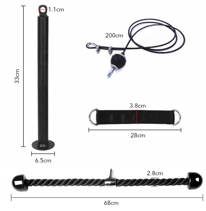 WYCIĄG DO ĆWICZEŃ DOMOWY TRICEPS GÓRNY DOLNY XXL Sposób montażu do sufitu