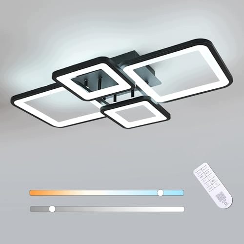 Led stropní svítidlo lustr černý čtvercový moderní do obývacího pokoje s dálkovým ovládáním 54W