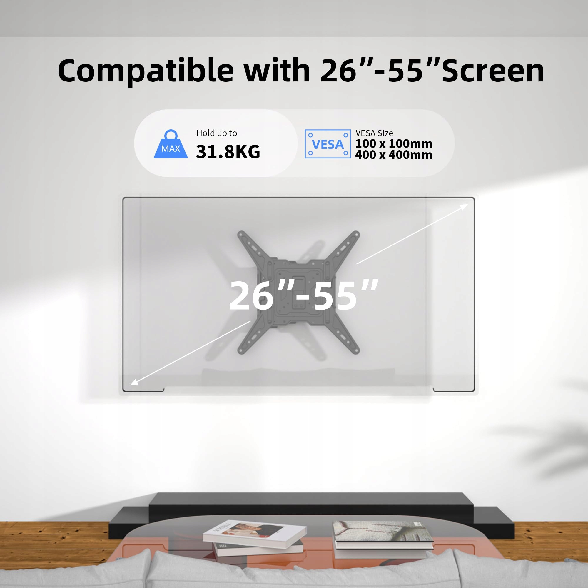 XINLEI Uchwyt TV Ścienny 37-82" LED LCD OLED Do 60Kg VESA 600x400 — miniatura 4