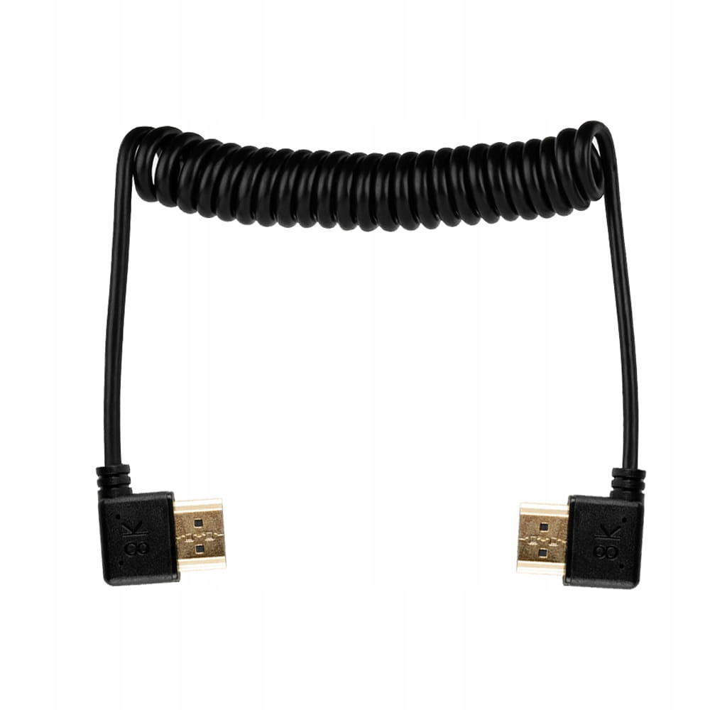 Przewód kątowy Hdmi-hdmi 50cm spiralny lewy-prawy Allm, Vrr, Qms, Qft, Hdr