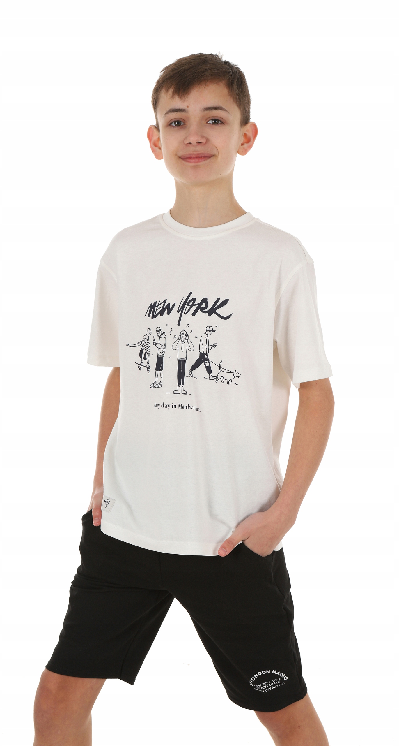 Krótkie spodenki, NADRUK - 134 CZARNY Marka Kropek