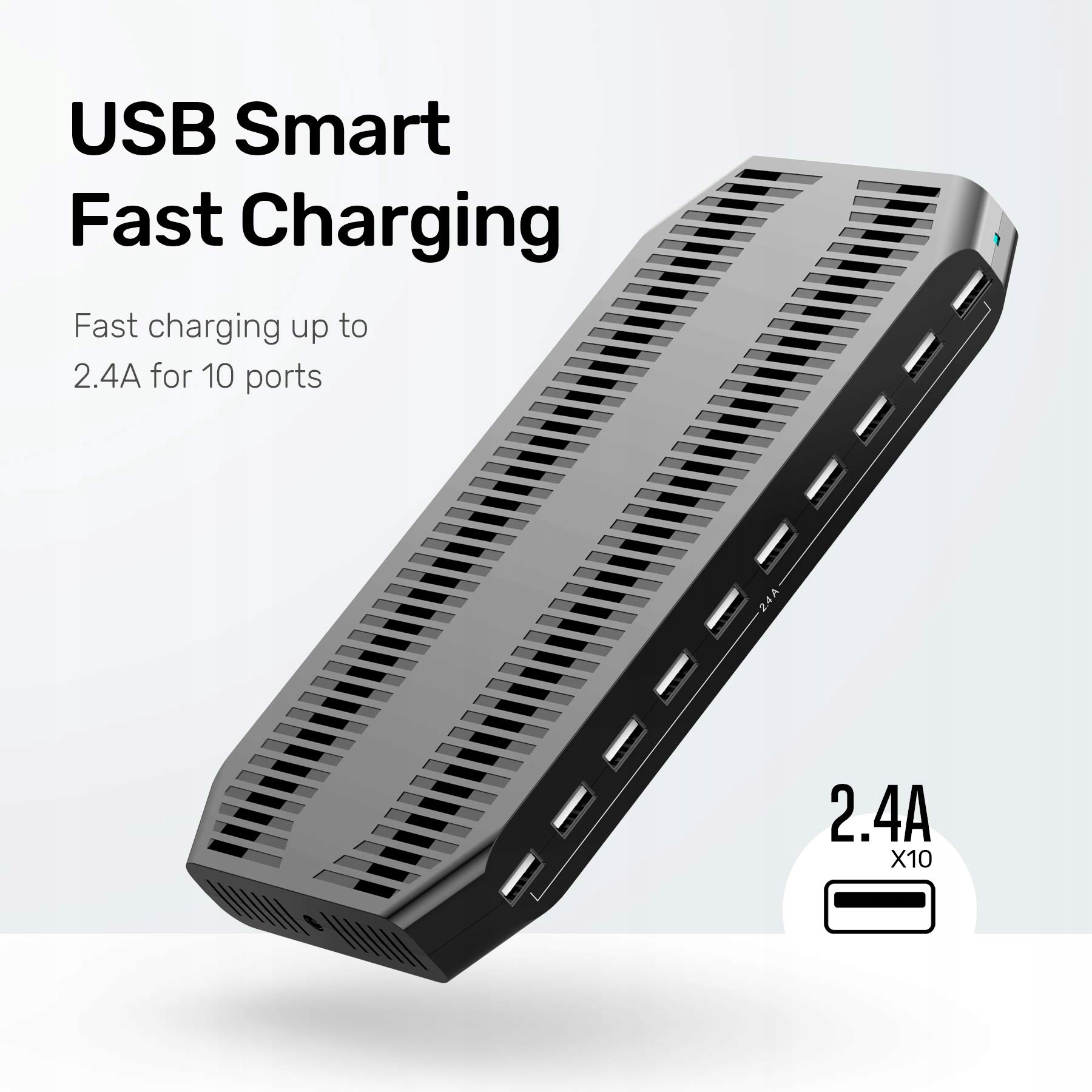UNITEK Stacja Ładowania 60W 10 Portów USB Organizer na Tablety i Urządzenia — miniatura 3
