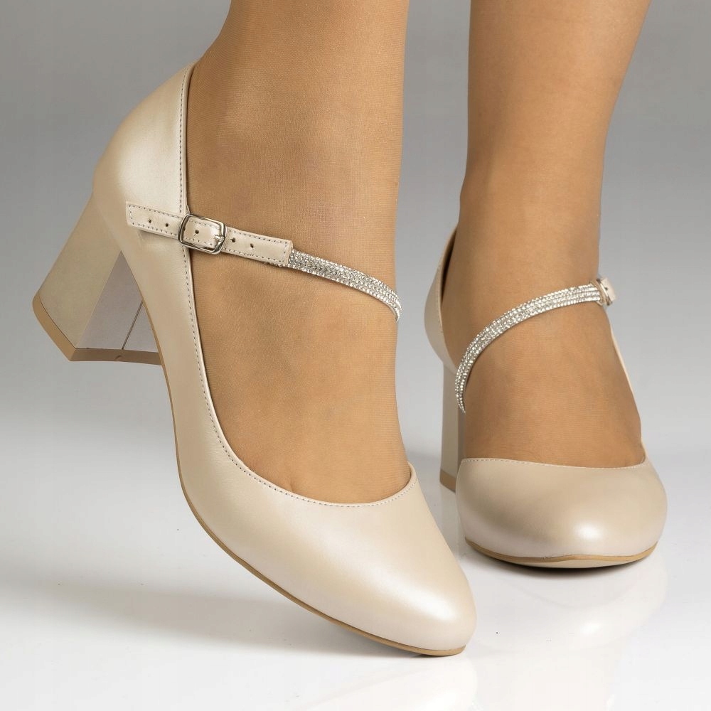 Pastelové Elegantní Kožené Svatební Lodičky Ozdobný Pásek Polské 38