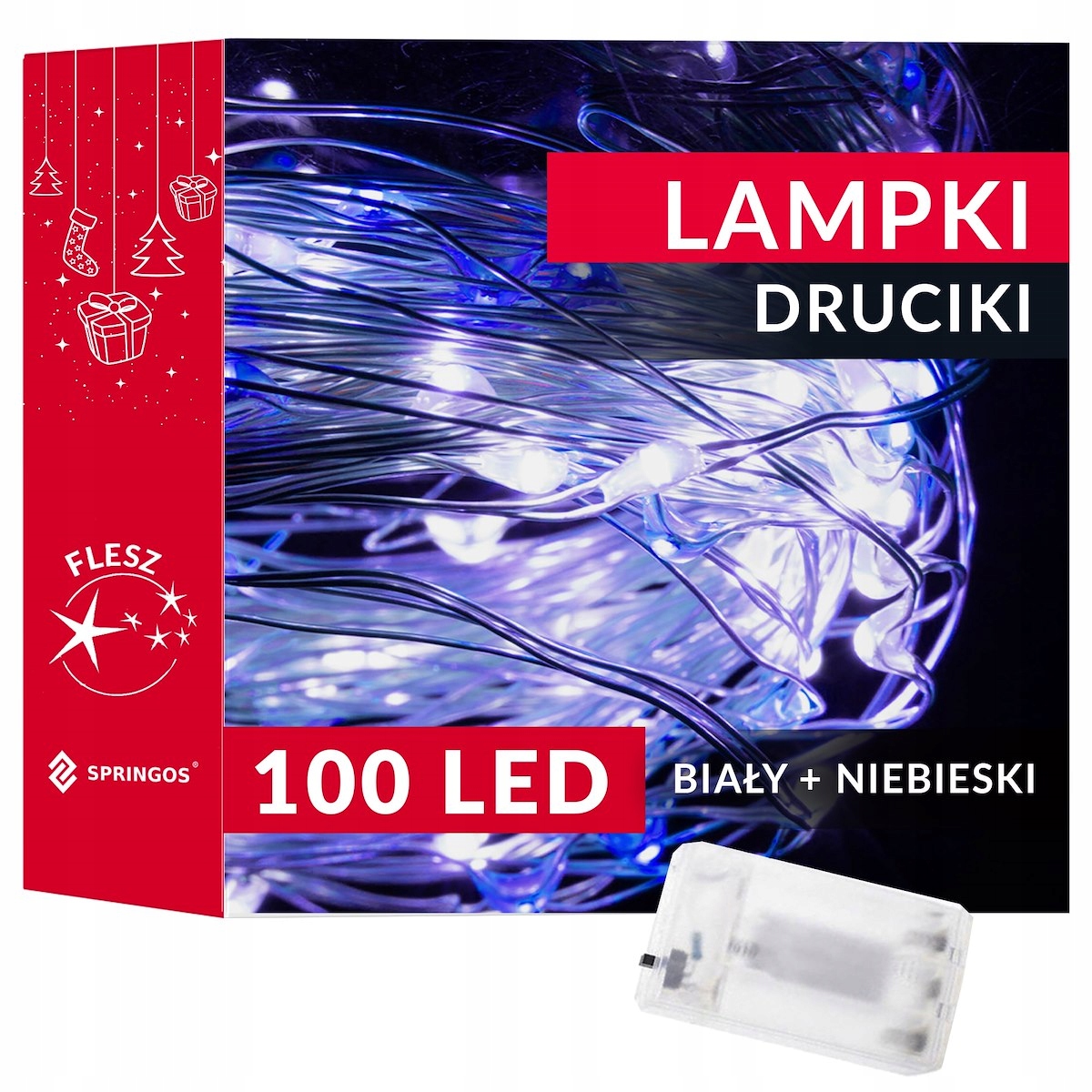 

Lampki Druciki Choinkowe Baterie 100LED Światełka