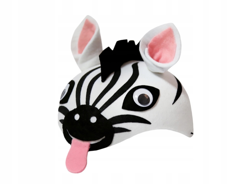 

Czapka Zebra Ruchome Oczy Filcowa Biało-czarna