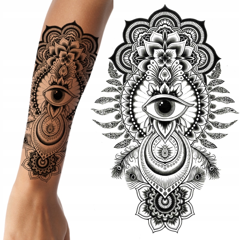 

Tatuaż zmywalny oko azteckie piórka mandala