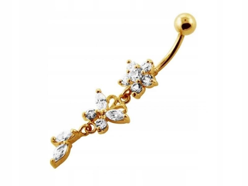 Stříbrná náušnice 925 k pupíku, květina s motýlem jako dárek, módní, efektní