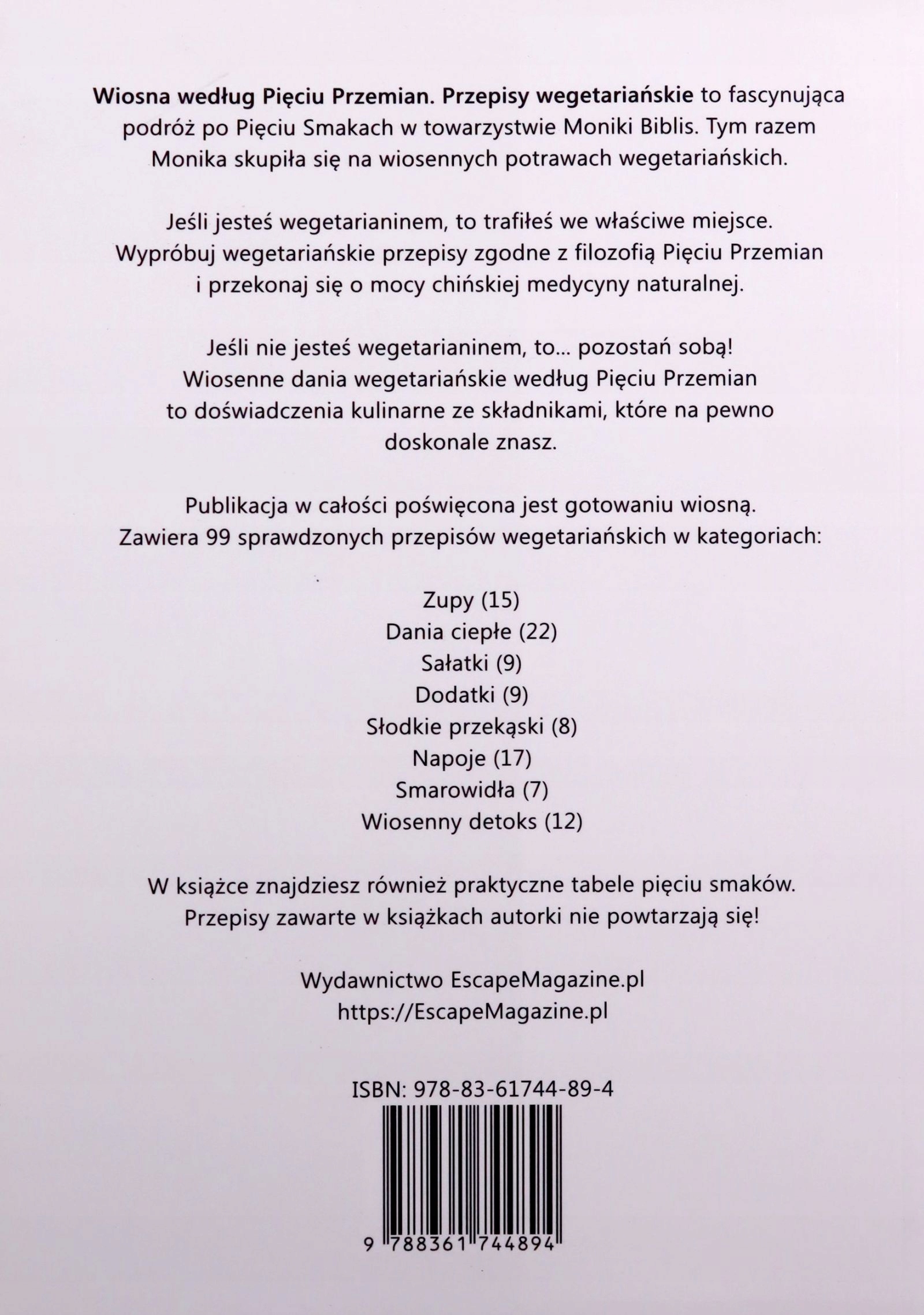 WIOSNA WEDŁUG PIĘCIU PRZEMIAN - Monika Biblis (KSIĄŻKA) Stan opakowania oryginalne