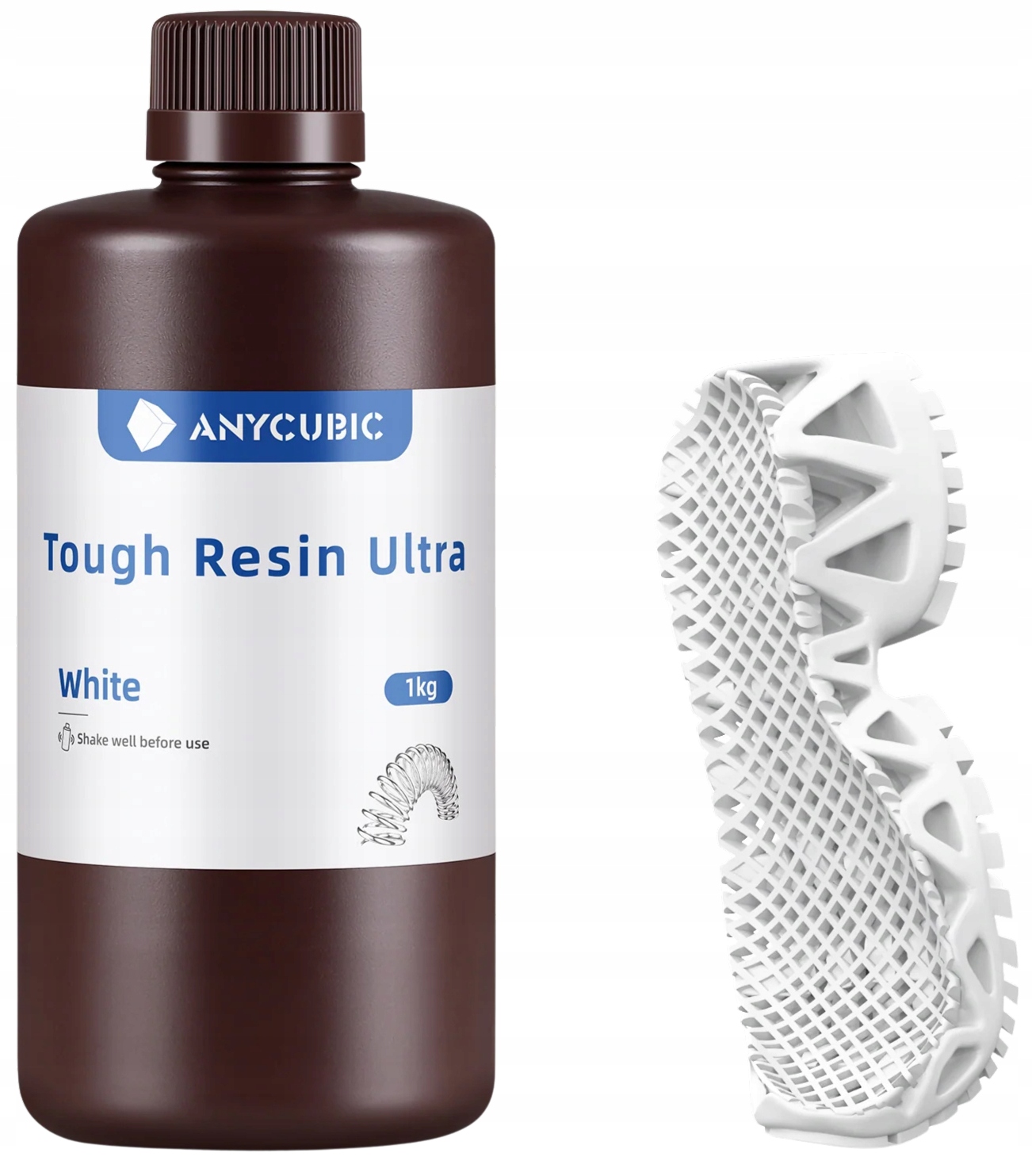 Uv pryskyřice Anycubic Tough Ultra White 1 kg Spolehlivá pro 3D tiskárnu Trvanlivá