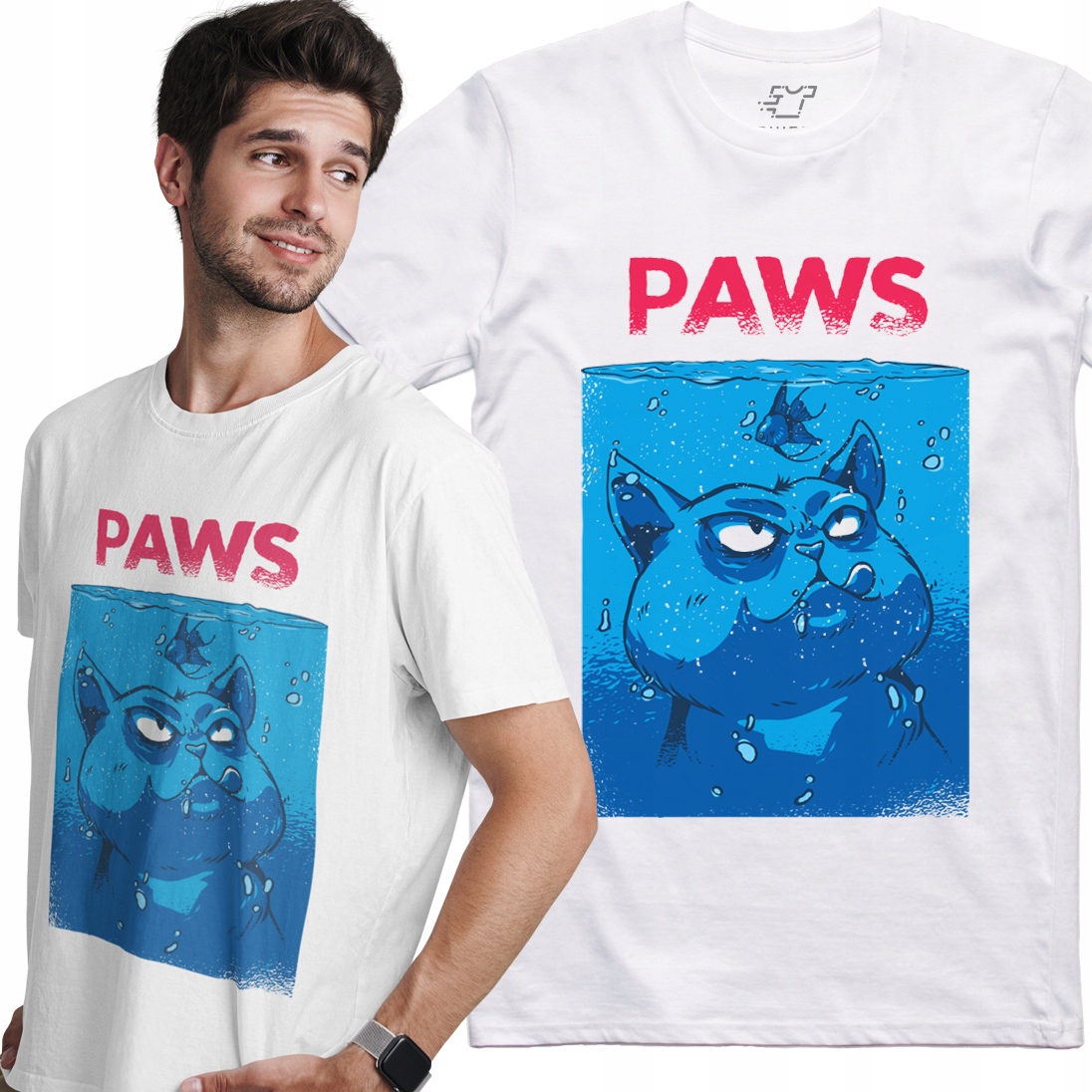 

Koszulka Paws Szczęki z kotem kot męska modna XL