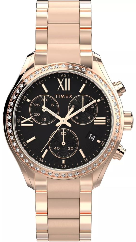 Módní Dámské Hodinky Timex TW2W20100 Chrono Růžovo-zlato-černé 38 mm