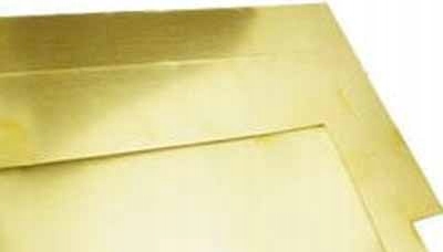 Mosazný plech s ochrannou fólií, tloušťka: 4.0 mm, formát: 100 x 100 mm
