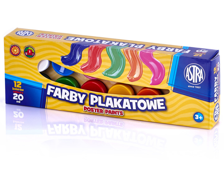 FARBY PLAKATOWE ASTRA 12+1 KOLORÓW 20 ML SZKOLNE