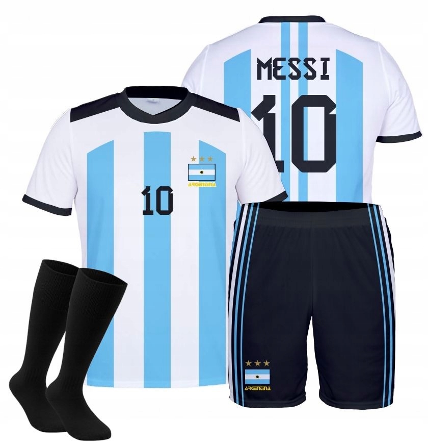 MESSI ARGENTYNA Strój Komplet Piłkarski+getry r146