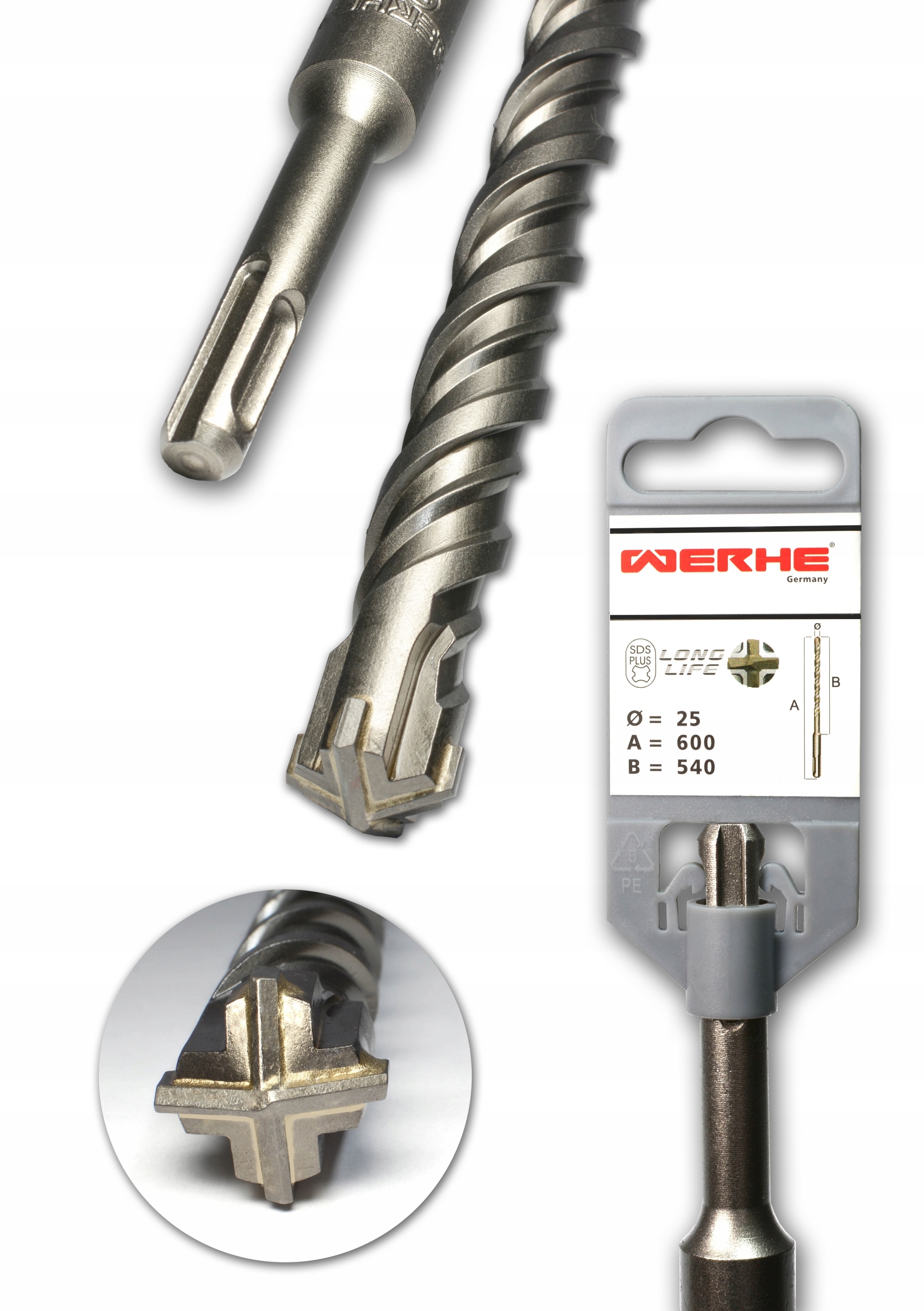 

Wiertło do betonu Sds 25 x 600 mm Krzyżowe Werhe