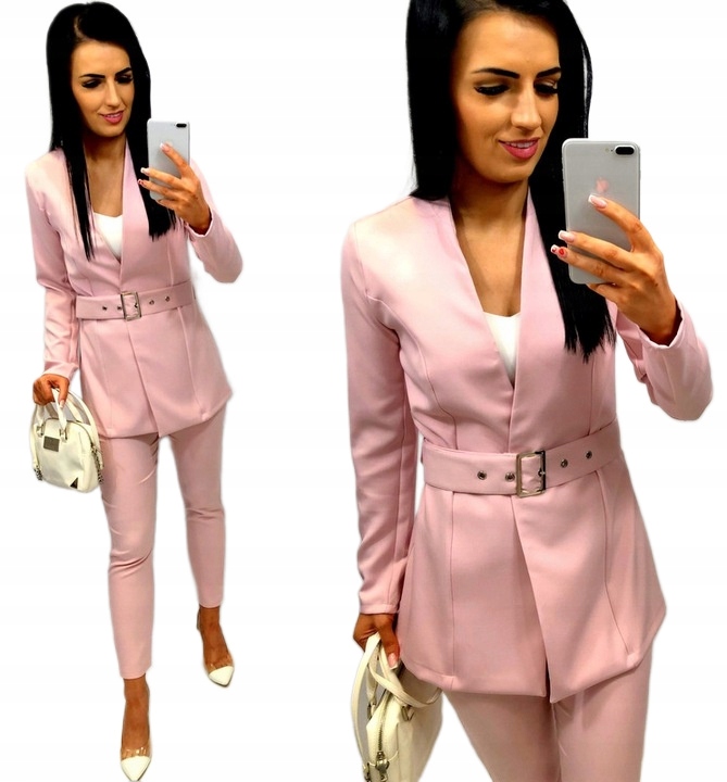 Dámský oblek Dámský komplet Sako kalhoty Růžová Svaté Přijímání M