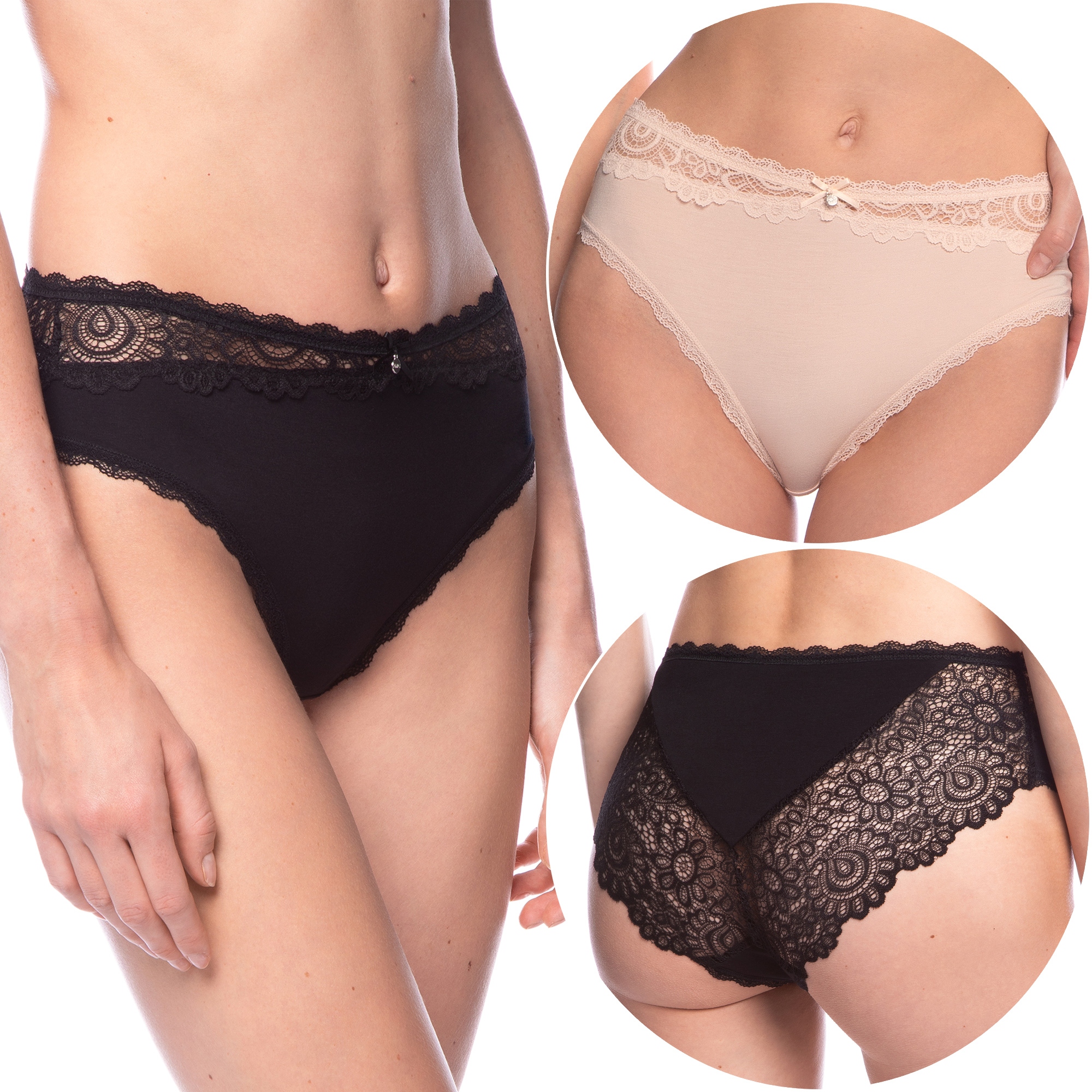 Kalhotky dámské krajkové Bikini 2 Páry Modal kalhotky Lama 1563BI XXL
