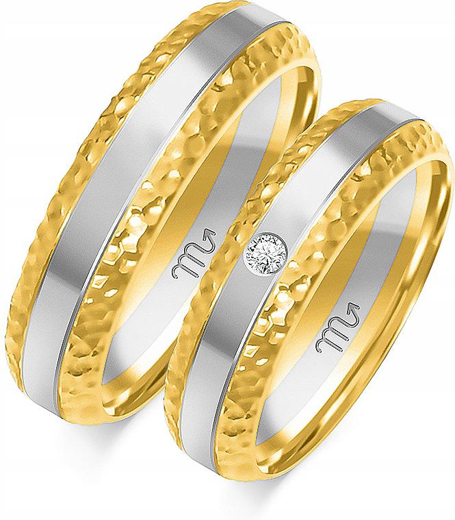 Zlatý svatba prsten 585 velikost 35 36 37 s bílými zirkony