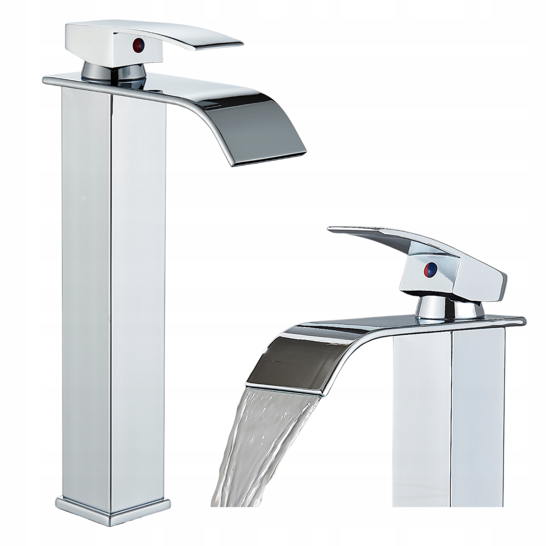 Koupelnová Baterie Stojánková Umyvadlová Vodopád Vysoká Baterie Mosaz Chrom