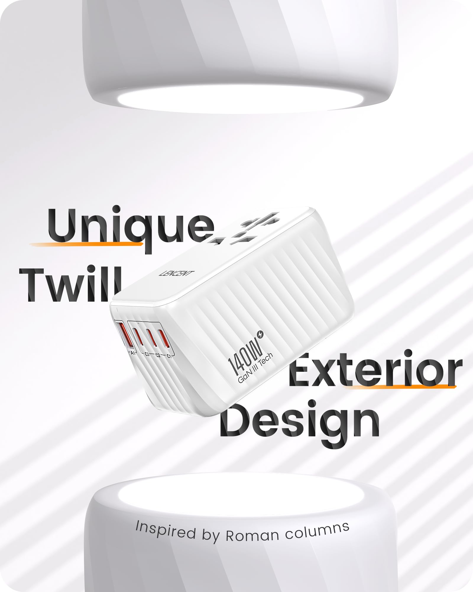 LENCENT Adapter Podróżny 140W GaN3 Uniwersalny z 3x USB C i 1x USB A — miniatura 4