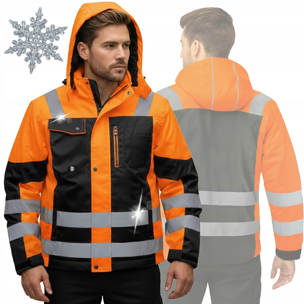 Pánská Zimní Reflexní Zateplená Pracovní Bunda S Kapucí, Voděodolná