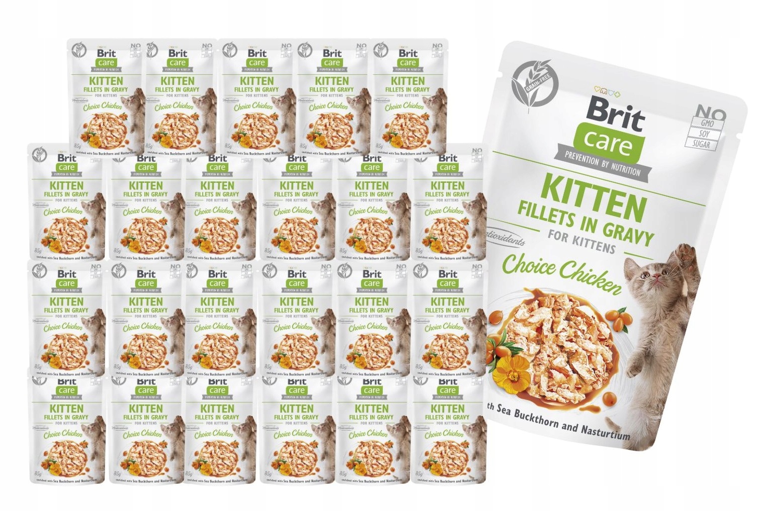 Brit Care Cat Kitten Vlhké krmivo pro koťata Kuře v omáčce 24x85 g