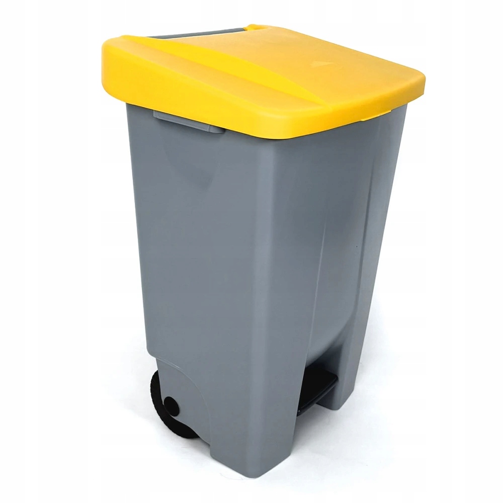 Denox nášľapný odpadkový kôš na triedený odpad 120 L, žlté veko, plastový s