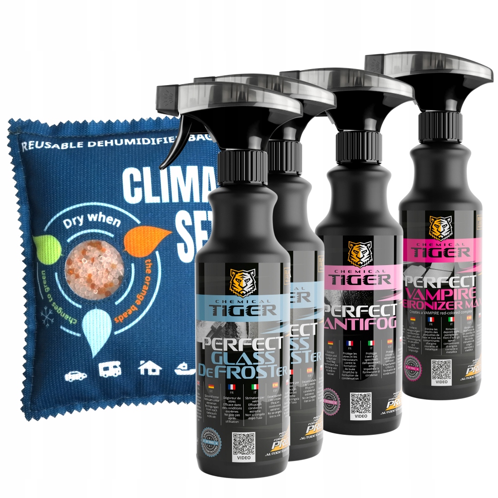 Pohlcovač Vlhkosti do auta 300g, antipara, 2x odmrazovač skel, krvavý f