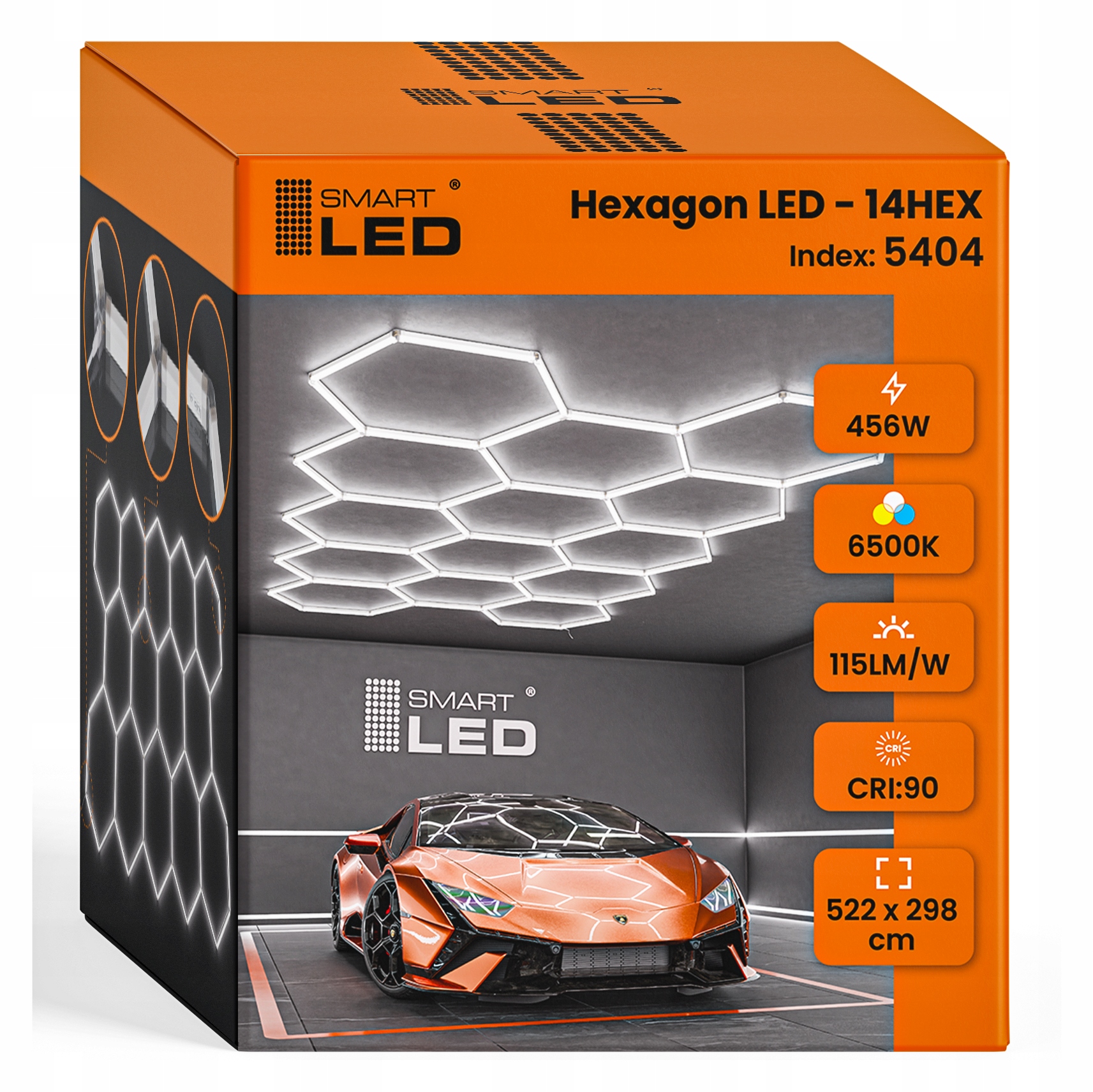 Led lampa hexagón stropná 522x298 cm Panel Osvetlenie pre garáž Dielňa