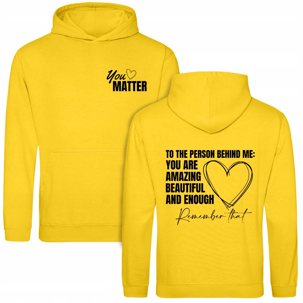 Mikina Sun Yellow You Matter Potisk Přední část Zadní část Pro Mládež Krásné vzory M