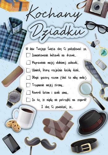 

Kartka dla Dziadka z podziękowaniami urocza DK953