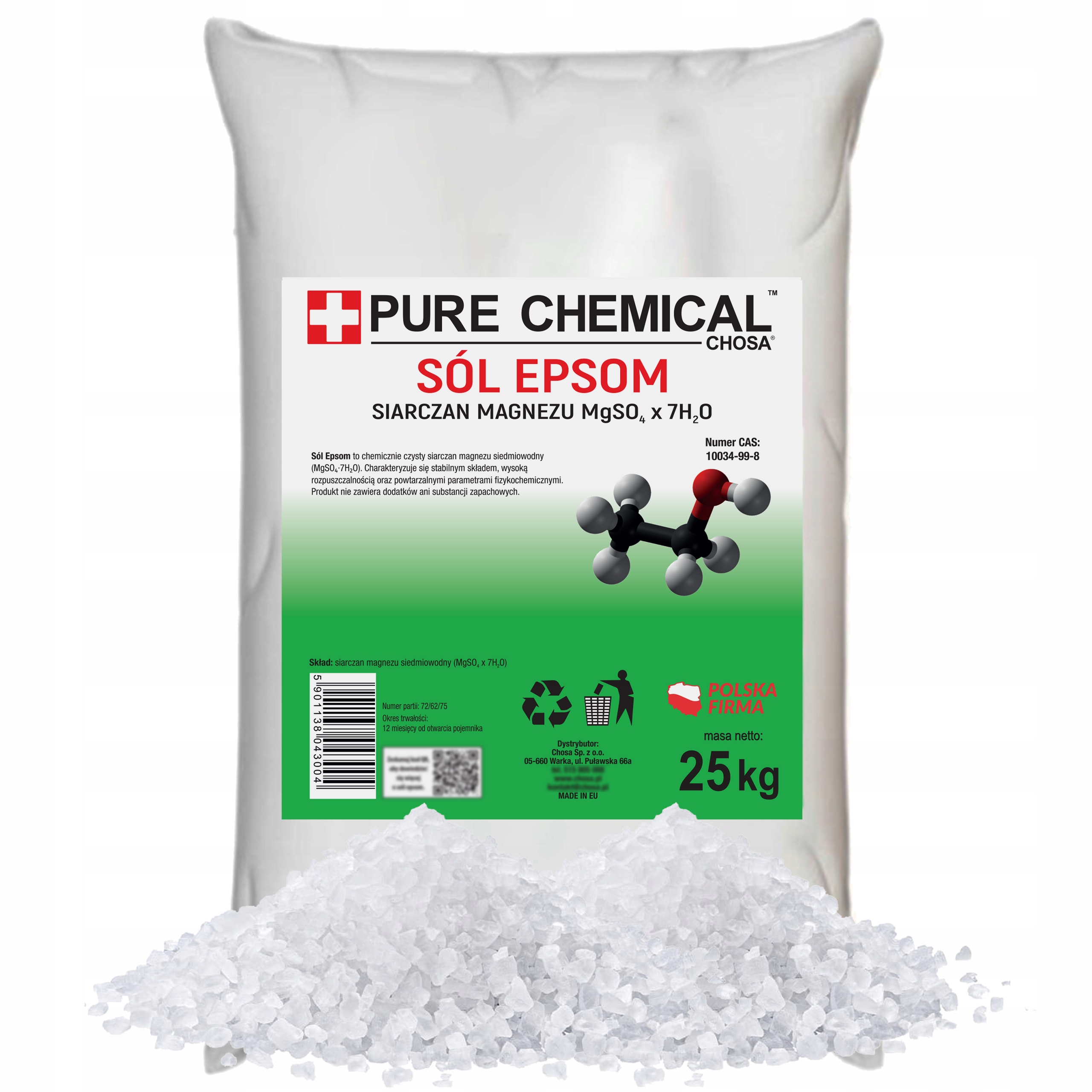 Epsom Čistá Sůl Síran Hořečnatý Sůl Epson Bez Přísad Přírodní 25 kg