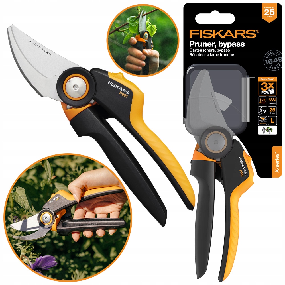 Fiskars X-series P961 Sekator nożycowy jednoręczny do gałęzi pędów ogrodowy
