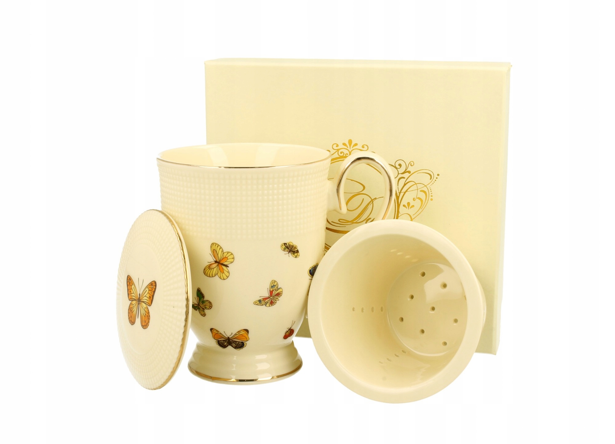 

Kubek z zaparzaczem porcelanowy Motylki 400 ml