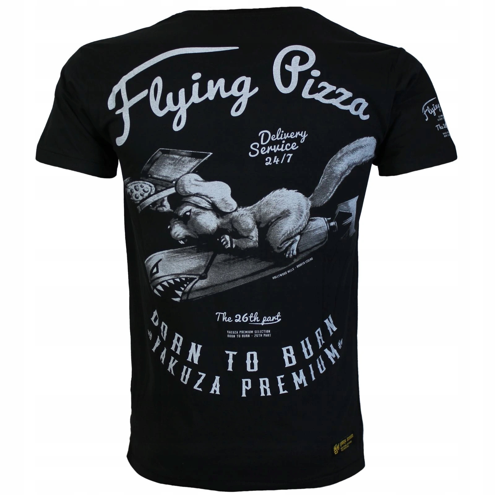 Tričko Yakuza Premium 3800 černé, Born to Burn, Flying Pizza NK-3800S/S