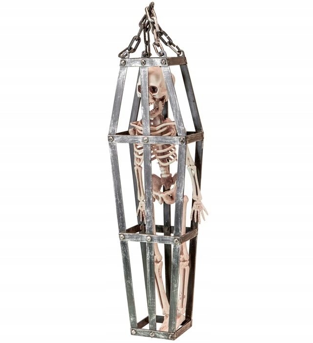 Kostlivec v kleci Kostra člověka Klec dekorace na Halloween 50 cm