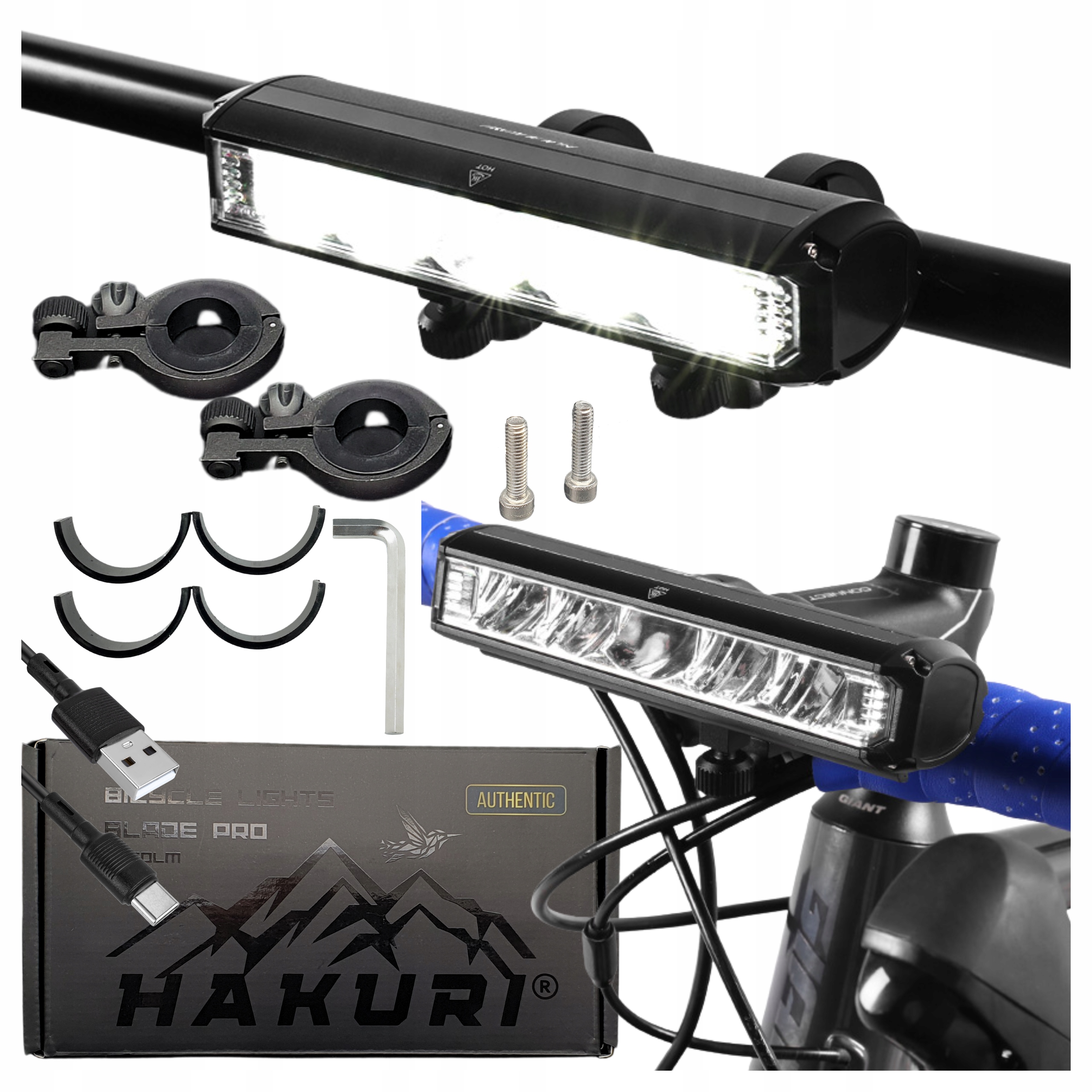 Přední světlo na kolo, silné světlo na kolo 3250 lm, 4 režimy Hakuri