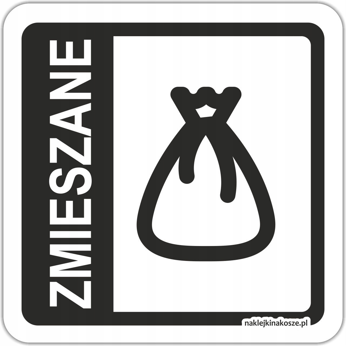 NAKLEJKA na kosz ODPADY ZMIESZANE 15 cm