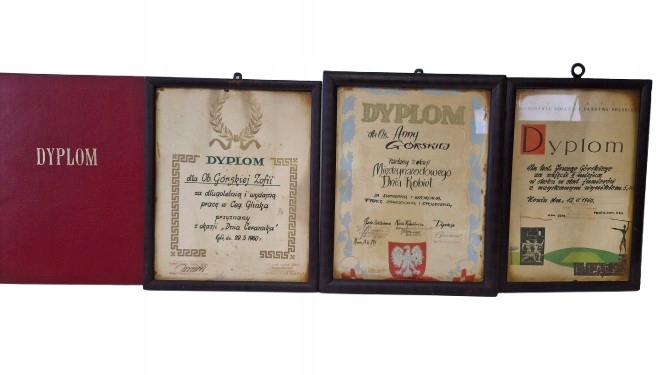 ZESTAW 3 STARYCH DYPLOMÓW PRL DYPLOM STARE ZABYTKOWE W RAMKACH