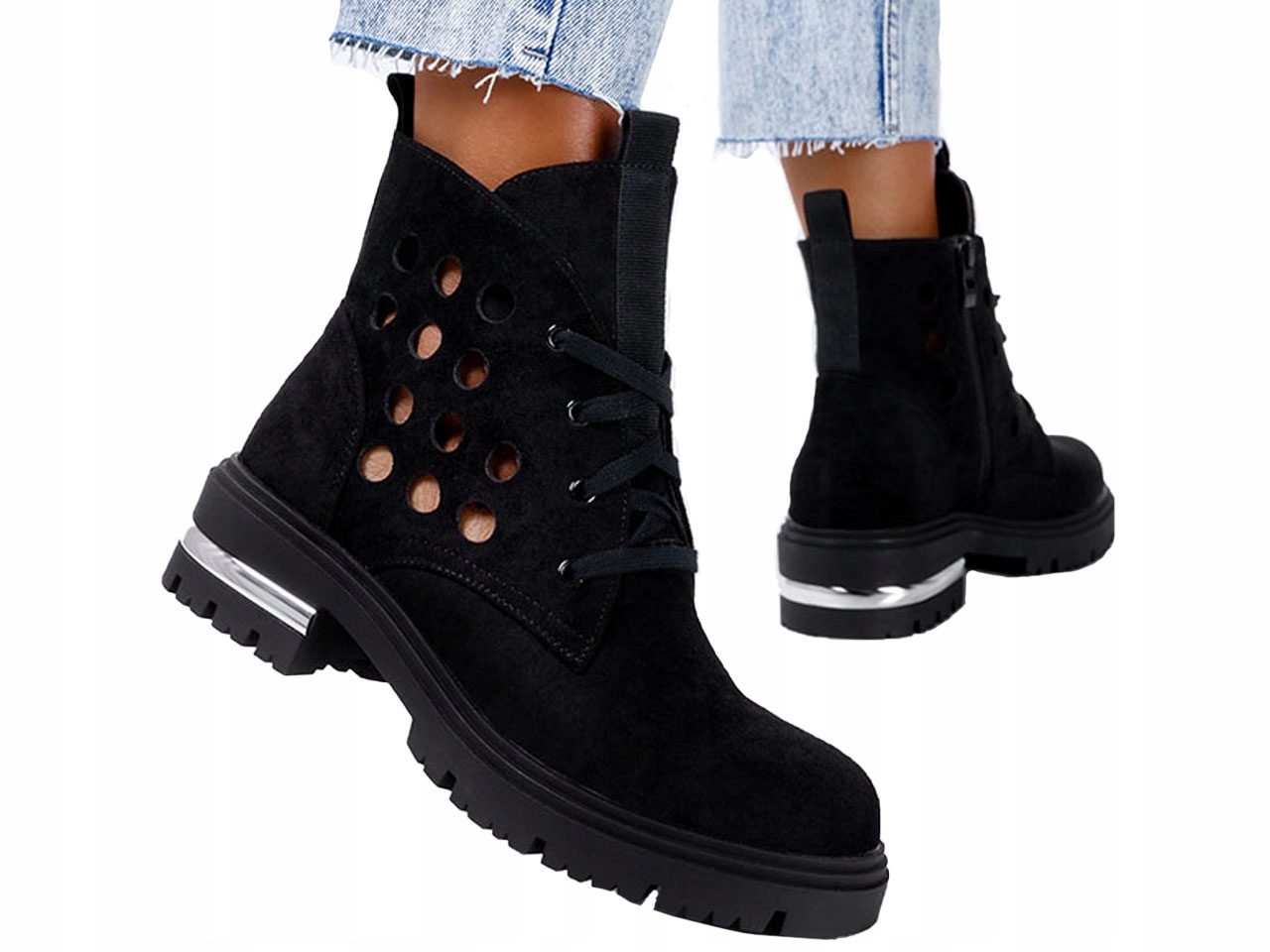 

Wiosenne Botki Buty Ażurowe Na Platformie New r 36