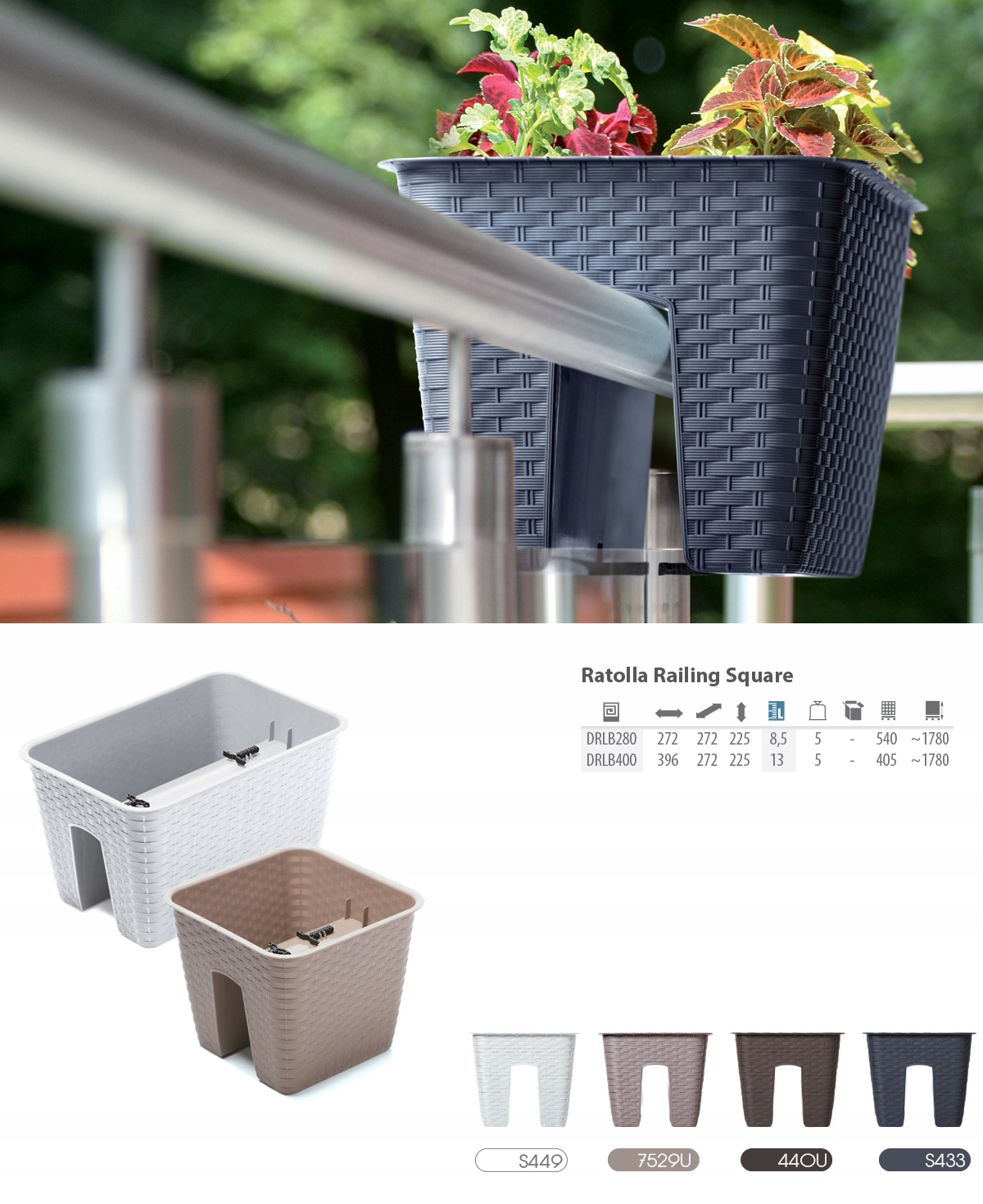 DONICZKA NA BALUSTRADĘ BALKON RATOLLA 39 ANTRACYT EAN (GTIN) 5905197967073