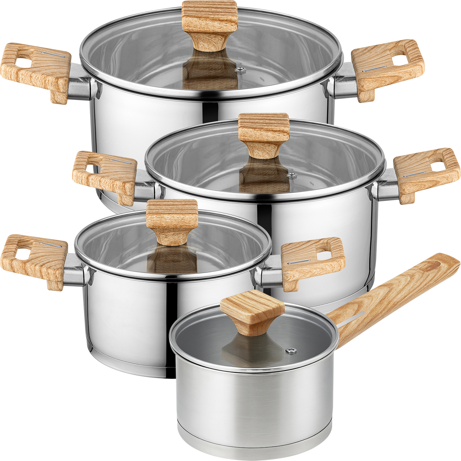 Súprava Hrncov Hrniec Fitter 8 prvkov 2,5L 3,3L 5,6L 1,6L