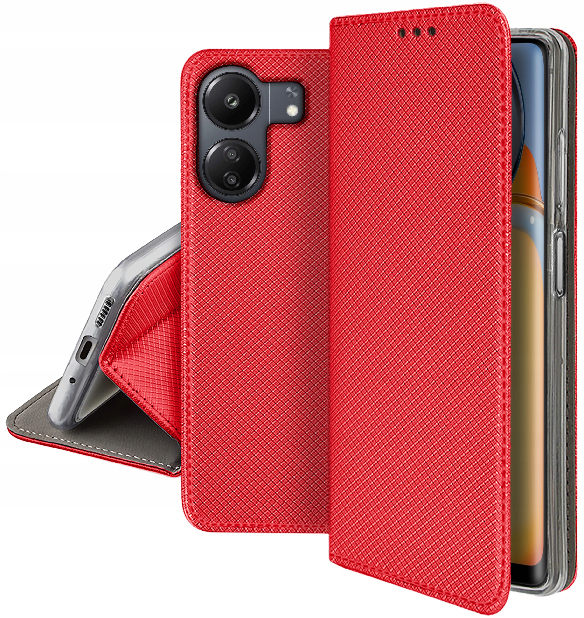 Etui do Xiaomi Redmi 13C | Poco C65 SMART MAGNET CASE PORTFEL + SZKŁO 9H Marka KrainaGSM