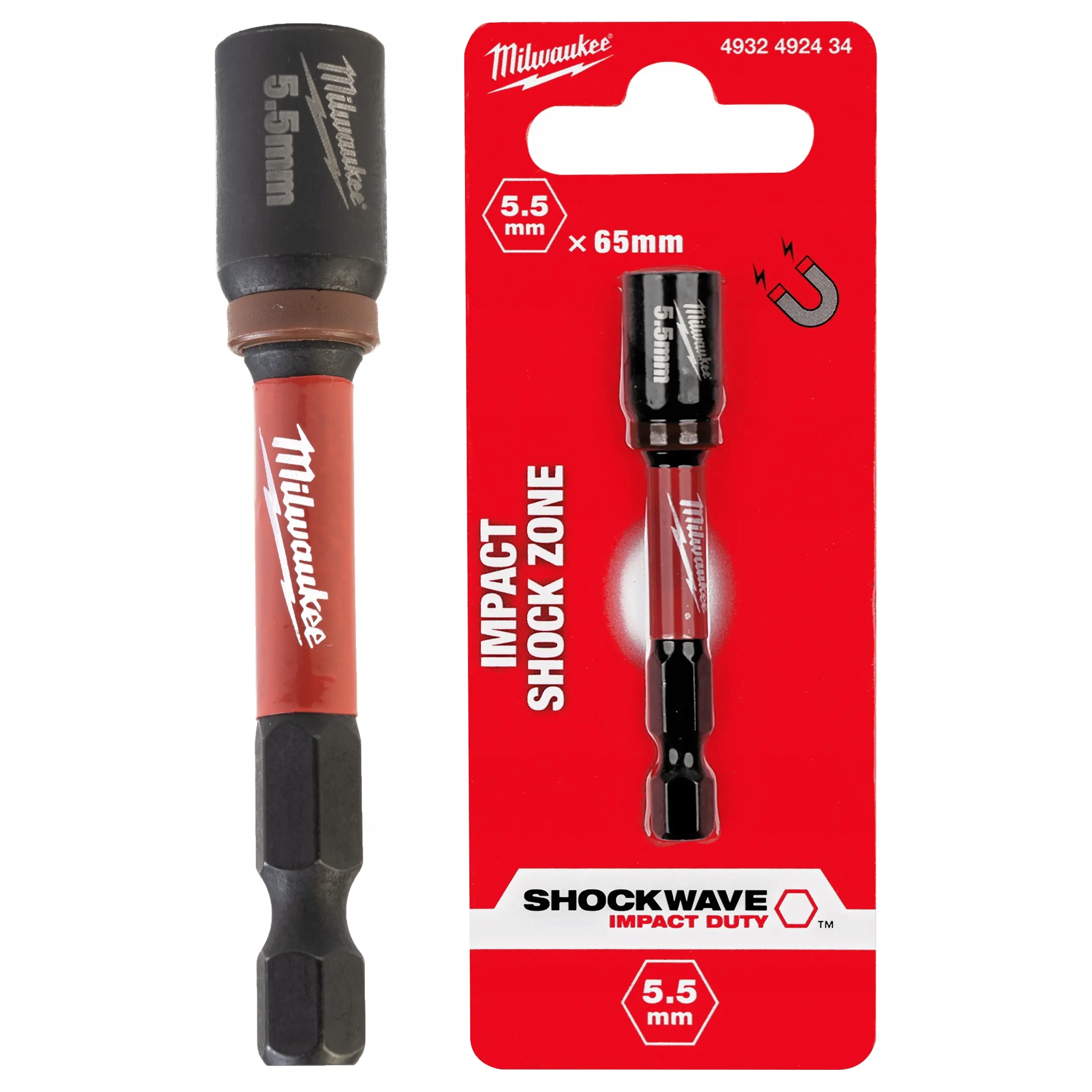 Nasadka udarowa magnetyczna 5,5/65 mm sześciokątna Milwaukee Shockwave