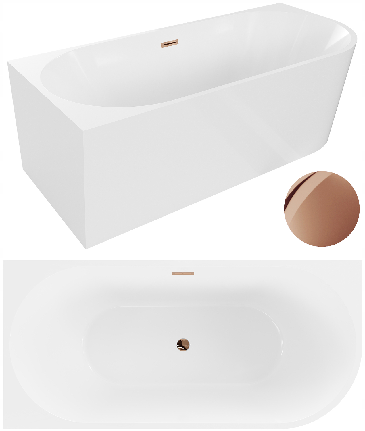 Mexen Mia Wanna Wolnostojąca Narożna Lewa Biała 160x75 Rose Gold