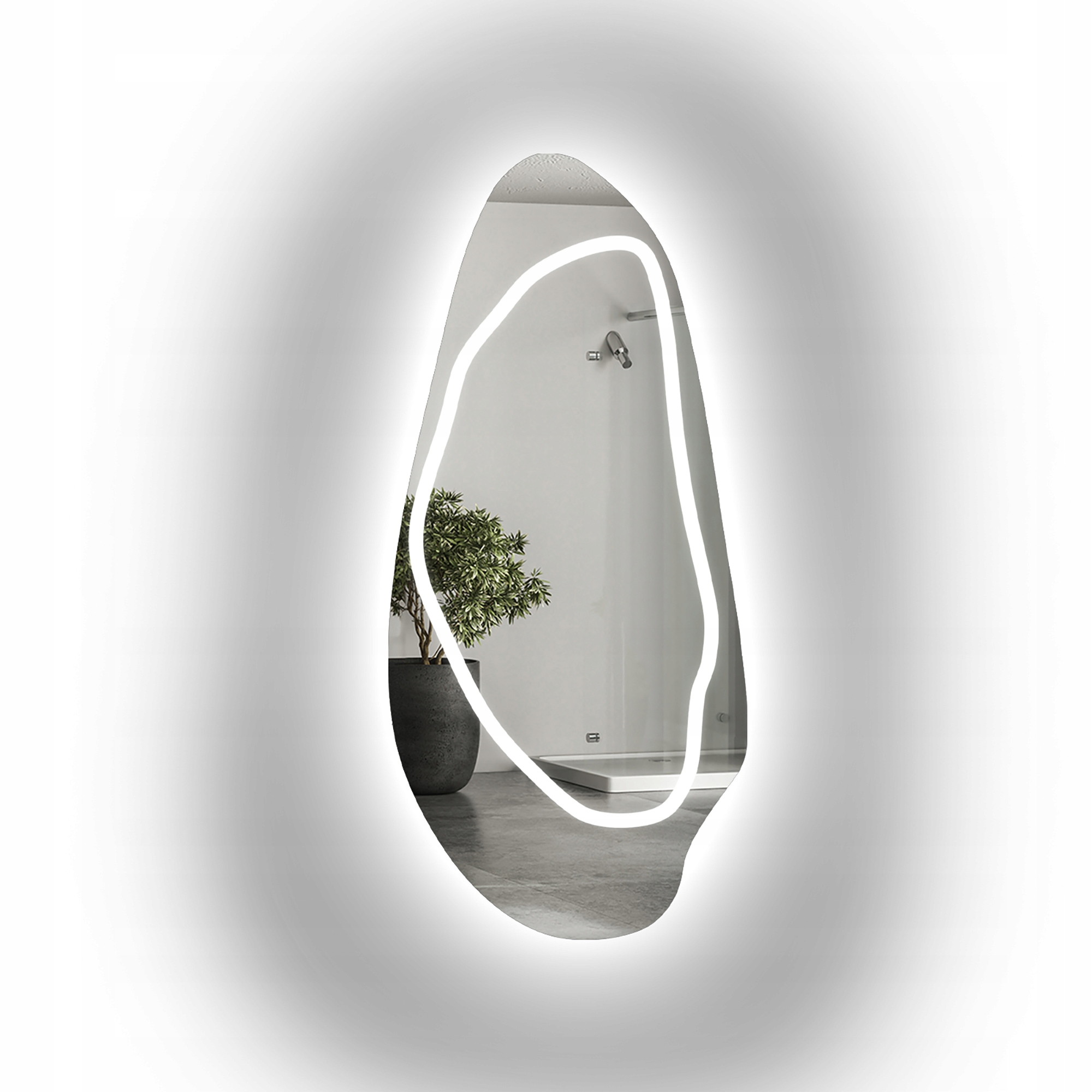 Pískované organické Zrcadlo Jaspis s Led osvětlením III 82x180