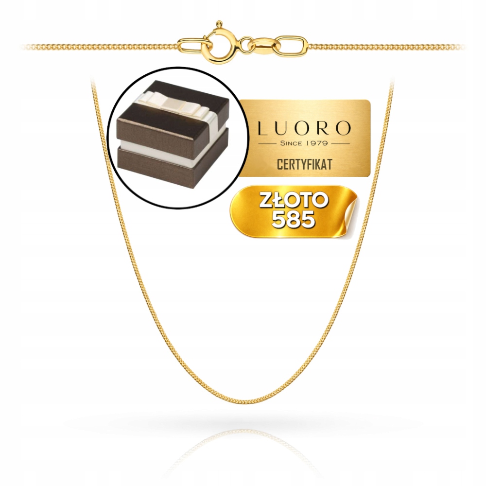 Řetízek Zlatý 585 14K Vazba Pancířová Hladká 45 CM Elegantní Jemný