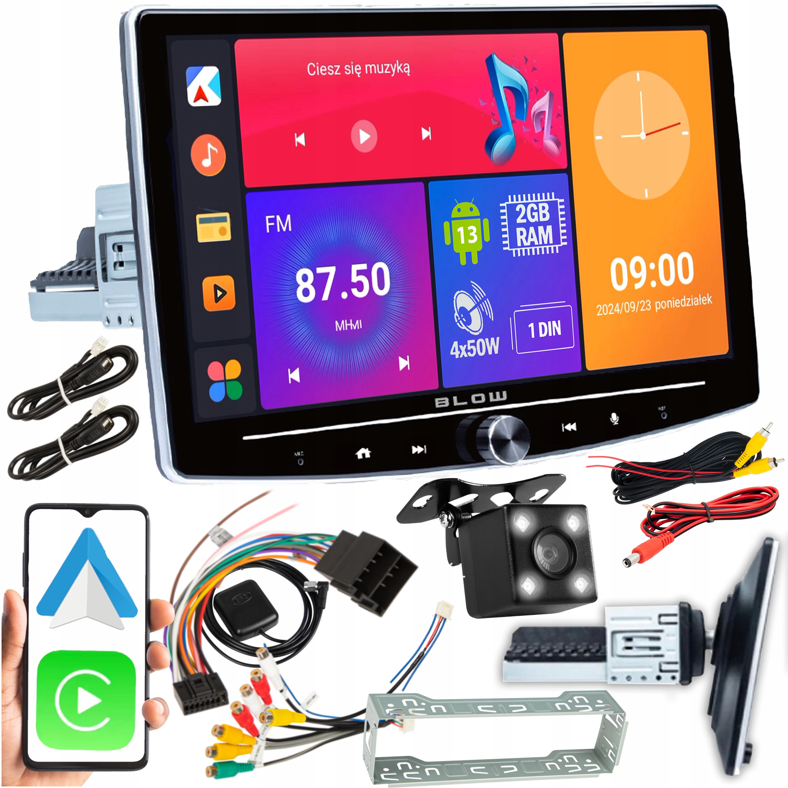 Autorádio 1DIN 10 Palcov Android 13 Bluetooth Cúvacia Kamera Obd 2