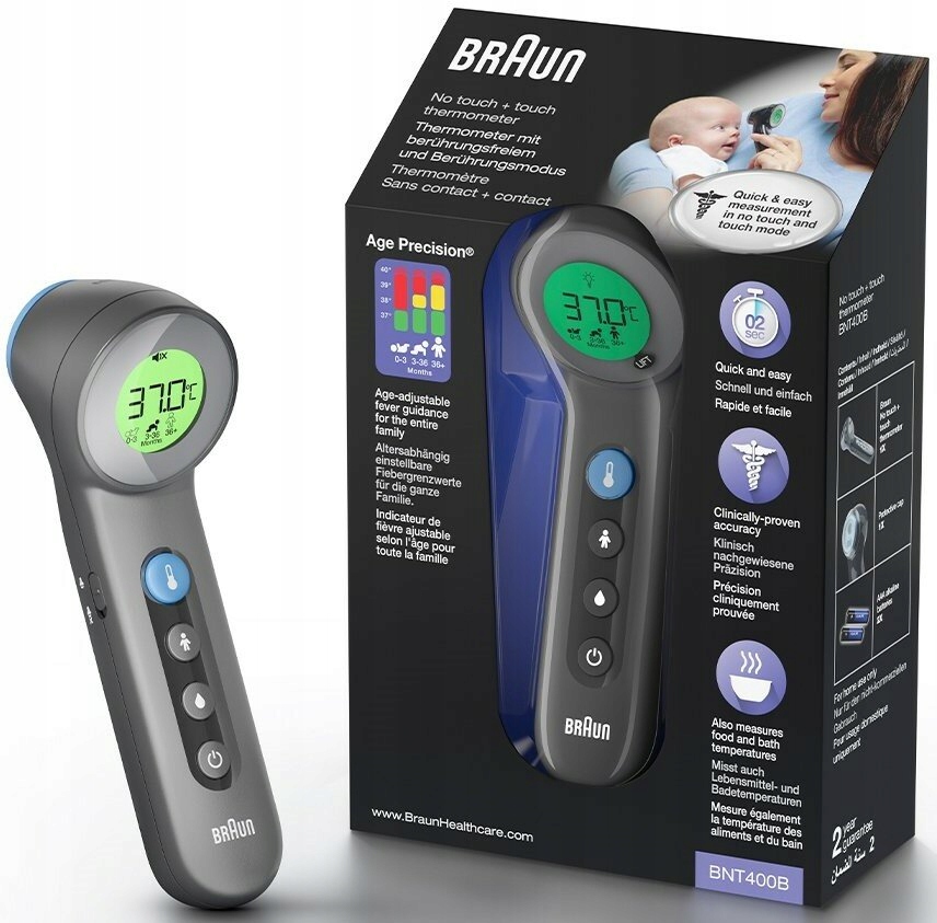 Termometr bezdotykowy Braun BNT400B Czarny