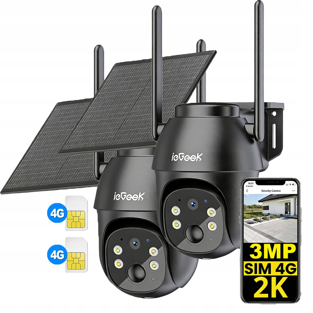 2 kusy venkovní kamera 3MPX 4G Lte venkovní otočná 4x digitální zoom